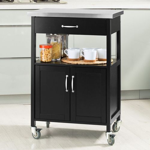 Sobuy Fkw22-Sch Desserte De Cuisine Roulante, Meuble De Rangement À Roulettes Plateau En Acier Inox L60xh91xp44,5cm