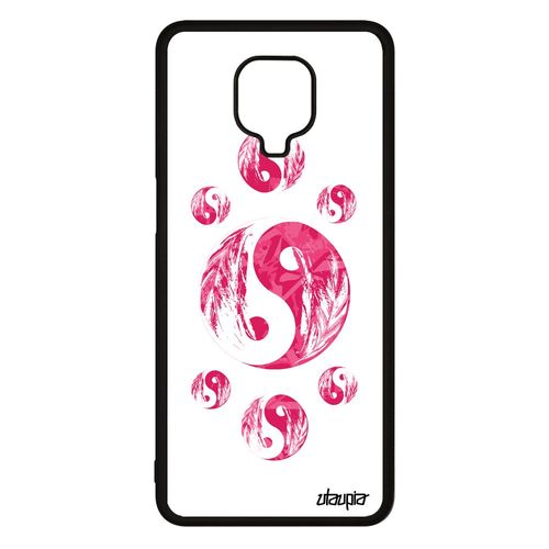 Coque Xiaomi Redmi Note 9 Pro Silicone Yin Et Yang Plume Rose Tattoo Portable Japon Fille Ying Image Imprimé Masculin Feminin Design