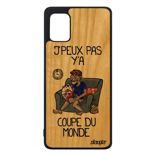 Coque Silicone Samsung Galaxy A31 Bois J'peux Pas Y'a Coupe Du Monde Drole Texte Case Comique Handball Supporter Antichoc Sport Gris