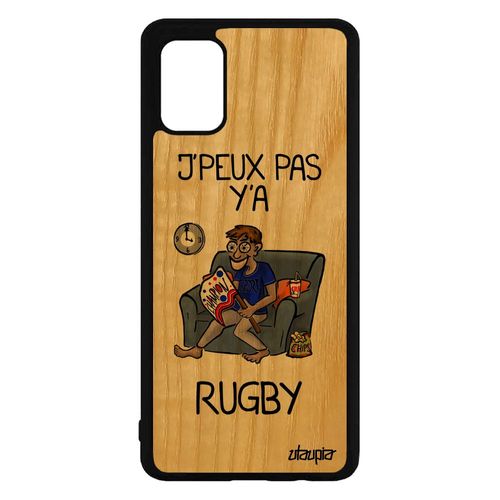 Coque Samsung Galaxy A71 En Bois Silicone J'peux Pas Y'a Rugby Gris Texte Bande Dessinée Xv De France Drole Original Jpeux Veritable