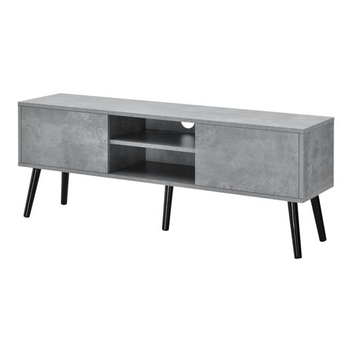 Meuble Tv Design Support Télé Banc Avec 2 Portes Et 2 Étagères Panneau De Particules Mélaminé Pieds En Bois Avec Revêtement Pvc 120 X 30 X 47 Cm Effet Béton Noir [En.Casa]