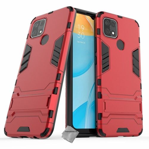 Housse Etui Coque Rigide Anti Choc Pour Oppo A15 + Verre Trempe - Rouge