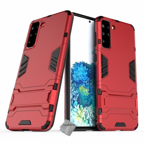 Housse Etui Coque Rigide Anti Choc Pour Samsung Galaxy S21 Plus 5g + Verre Trempe - Rouge