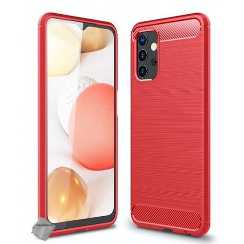 Housse Etui Coque Silicone Gel Carbone Pour Samsung Galaxy A32 5g + Film Ecran - Rouge