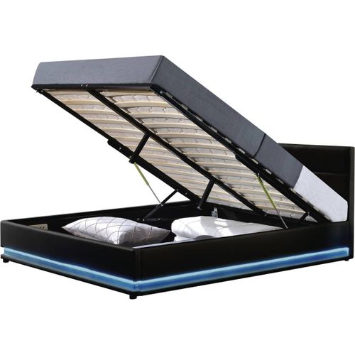 Lit Led Avec Coffre Anastasia - 160 X 200 Cm - Noir