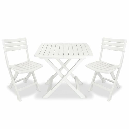 Vidaxl Ensemble De Bistro Pliable 3 Pcs Plastique Blanc