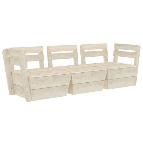 Vidaxl Canapé Palette À 3 Places De Jardin Bois D'épicéa Imprégné