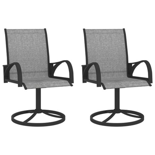 Vidaxl Chaises Pivotantes De Jardin Lot De 2 Textilène Et Acier Gris
