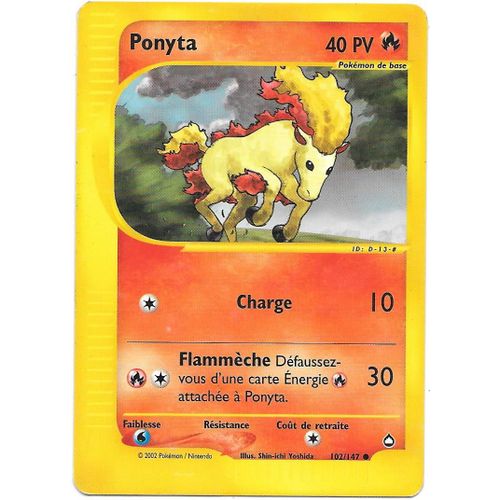 Carte Pokemon Ponyta 102/147 40 Pv - Aquapolis (Vf)