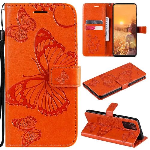 Tongez Étui Pour Xiaomi Redmi Note 10 Pro 5g Avec Support De Fente Pour Carte Couverture Antichoc Flip Kickband Couverture Magnétique Cuir Pu - Couleur Orange
