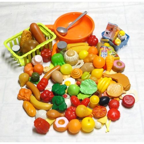 Gateaux Fruits Legumes Cuisses De Poulet Pain Avec Petit Panier A Provision Et Poele Gros Lot De 100 Pieces Ecoiffier