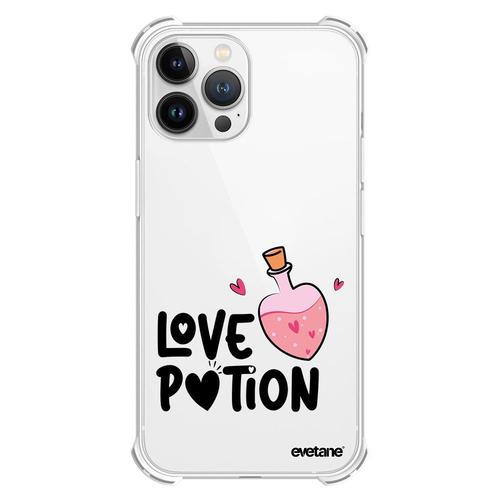 Coque Iphone 13 Pro Max Silicone Antichocs Solides Coins Renforcés Protection Housse Transparente Love Potion Evetane