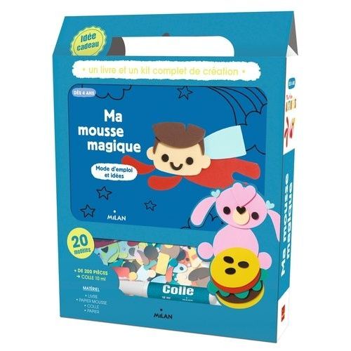 Ma Mousse Magique - Avec 1 Livre, 243 Formes Prédécoupées En Papier Mousse, 1 Tube De Colle, 20 Feuilles De Papier