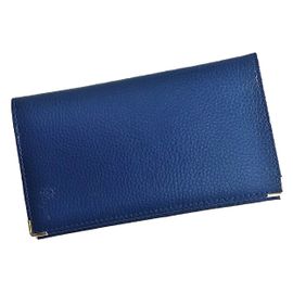 Porte Chéquier Croute De Cuir BLEU Chéquier Classique À Talon Haut 2 Porte-Cartes Bancaires