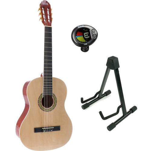 Lapaz 002 Nt Guitare Classique Taille 4/4 Natural + Stand + Accordeur