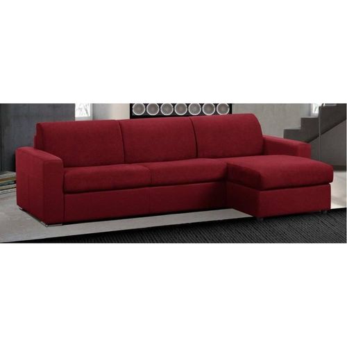 Canapé D'angle Réversible Express Master Couchage 120 Cm Matelas 18cm Tweed Rouge