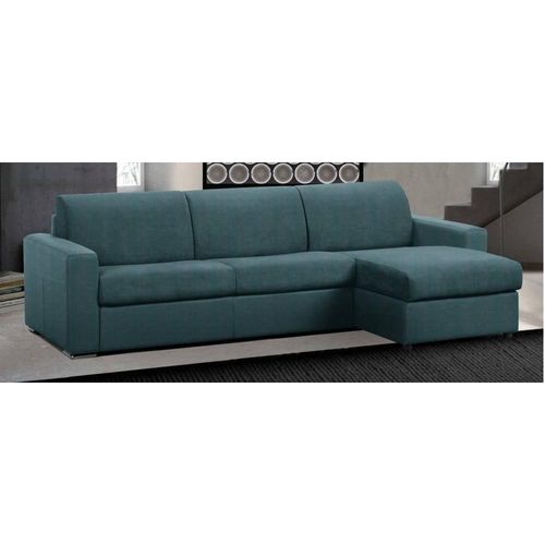 Canapé D'angle Réversible Express Master Couchage 160cm Matelas 18cm Microfibre Bleu Azur