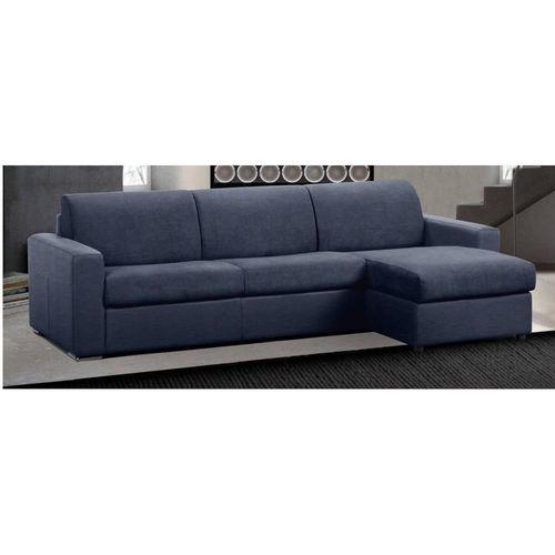 Canapé D'angle Réversible Express Master Couchage 160cm Matelas 18cm Tweed Bleu