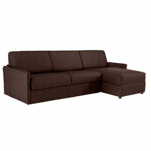 Canapé D'angle Sun Convertible Express 120cm Microfibre Marron Matelas Épaisseur 16cm
