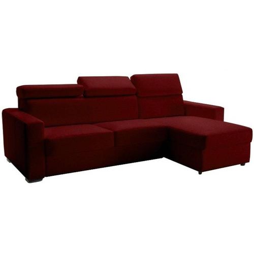 Canapé D'angle Réversible Express Sidney 140 Cm Coffre Têtières Réglables Microfibre Bordeaux Matelas 16 Cm