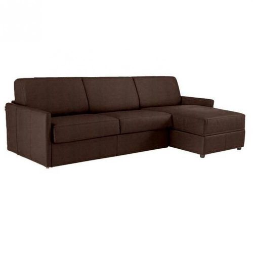 Canapé D'angle Sun Convertible Express 160cm Microfibre Marron Matelas Épaisseur 16cm