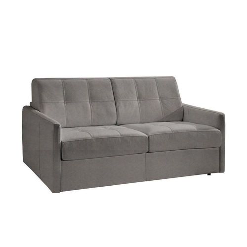 Canapé Lit Cube Convertible En Système Express Couchage 140cm Nubucuir Gris Clair Matelas 16 Cm