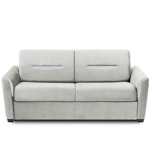 Canapé Convertible Express Amazone 120cm Matelas 16cm Cuir Vachette Blanc Cassé