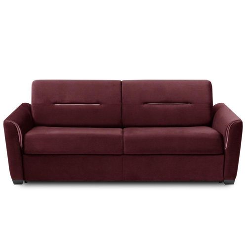 Canapé Convertible Express Amazone 140cm Matelas 16cm Cuir Vachette Bordeaux