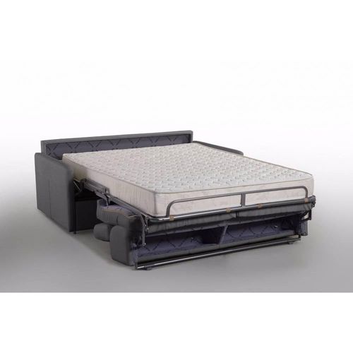Canapé Lit Montmartre En Microfibre Graphite Convertible Express Couchage 140cm Matelas 18cm Sommier Lattes Renatonisi