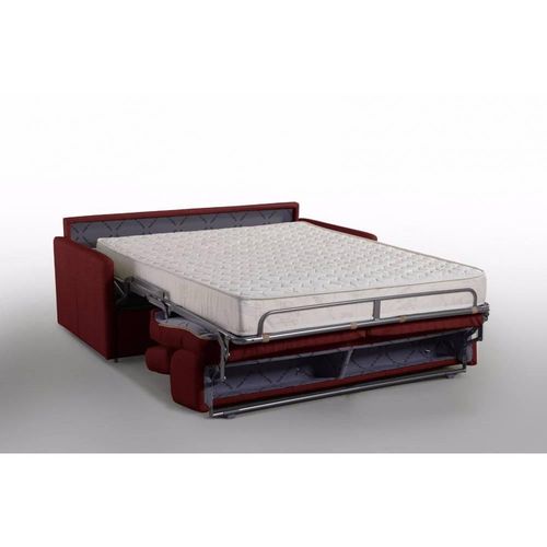Canapé Lit Montmartre En Microfibre Bordeaux Convertible Express Couchage 140cm Matelas 18cm Sommier Lattes Renatonisi
