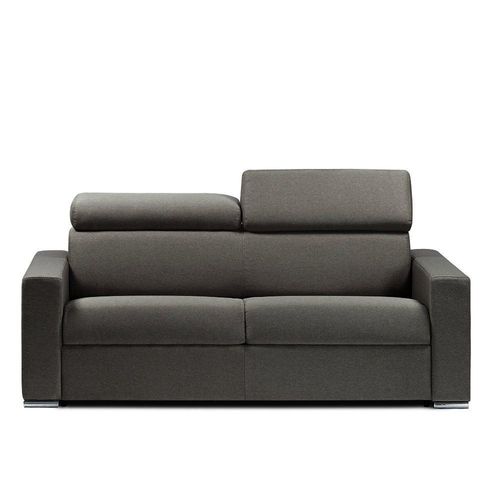 Canapé Convertible Express Darwin Têtières Réglables Couchage 140cm Matelas 16cm Tissu Tweed Gris Anthracite