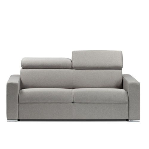 Canapé Convertible Express Sidney Têtières Réglables Couchage 140cm Matelas 16cm Tissu Gris Clair