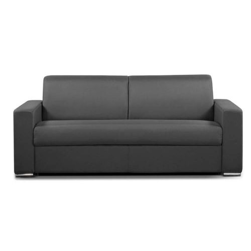 Canapé Convertible 3 Places Select Matelas 16cm Sommier Lattes 140cm Microfibre Graphite