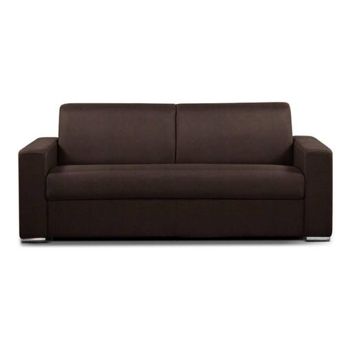 Canapé Convertible 3 Places Allure Matelas 16cm Sommier Lattes 140cm Renatonisi Microfibre Marron