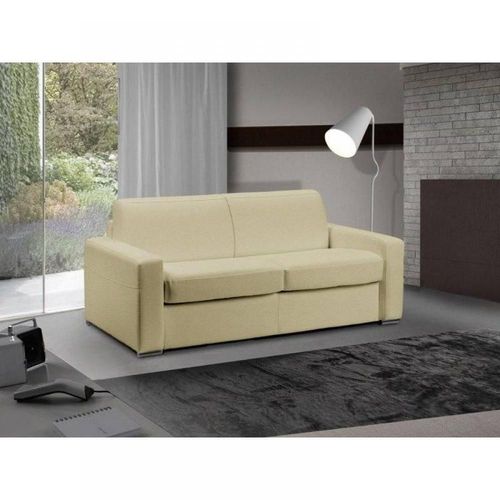 Canapé Lit 3 Places Master Convertible Express 140 Cm Polyuréthane Beige Matelas 18 Cm Inclus