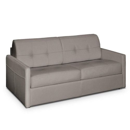 Canapé Lit Cube Convertible Express 140cm Matelas 16cm Cuir Vachette Taupe Clair