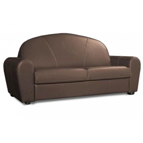 Canapé Lit Club Deluxe Convertible Express 140cm Cuir Taupe Matelas 16 Cm