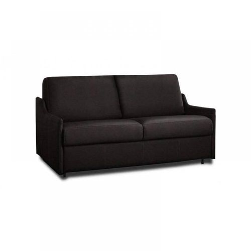 Canapé Lit 3 Places Luna Convertible Express 140cm Cuir Vachette Marron Chocolat Matelas 16 Cm