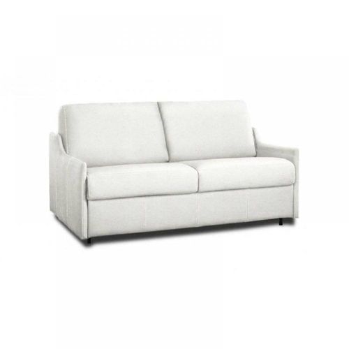 Canapé Lit 2-3 Places Luna Convertible Express 120cm Cuir Vachette Blanc Cassé Matelas 16 Cm
