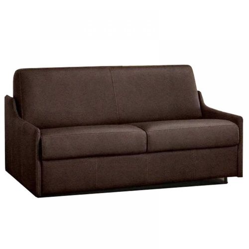 Canapé Lit 3 Places Luna Convertible Express 140cm Microfibre Marron Matelas 16 Cm