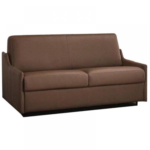 Canapé Convertible Express Luna 120*197cm Cuir Vachette Taupe Matelas 16 Cm