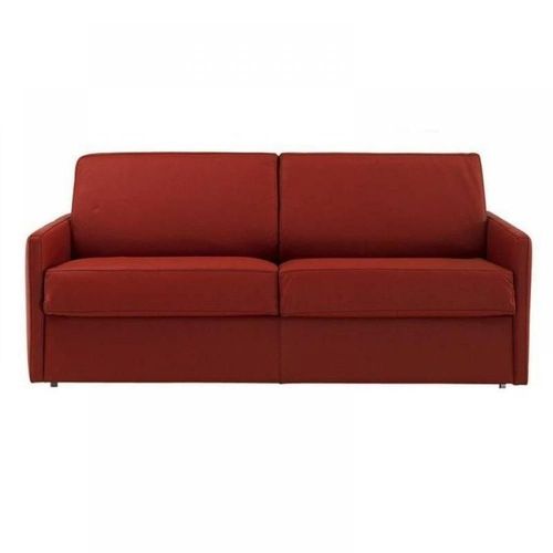 Canapé Lit 2-3 Places Sun Convertible Express 120cm Cuir Vachette Bordeaux Matelas Épaisseur 16cm
