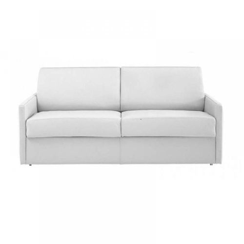 Canapé Lit 2-3 Places Sun Convertible Express 120cm Cuir Vachette Blanc Cassé Casse Matelas Épaisseur 16cm