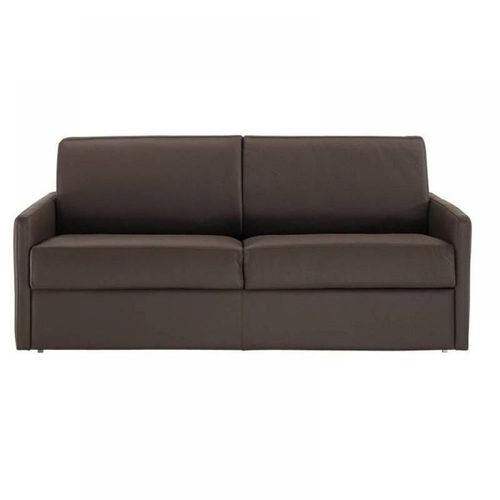 Canapé Lit 2-3 Places Sun Convertible Express 120cm Cuir Vachette Marron Matelas Épaisseur 16cm