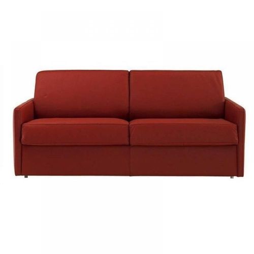 Canapé Lit 3-4 Places Sun Convertible Express 160cm Cuir Vachette Bordeaux Matelas Épaisseur 16cm
