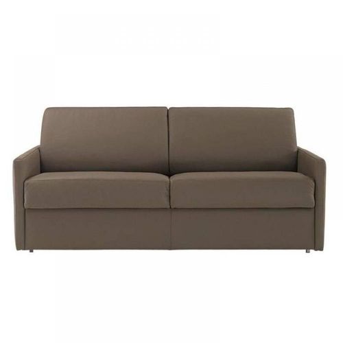 Canapé Lit 3 Places Sun Convertible Express 140cm Cuir Vachette Taupe Matelas Épaisseur 16cm