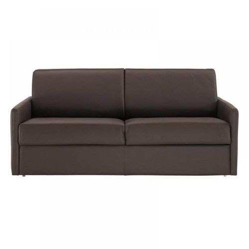 Canapé Lit 3 Places Sun Convertible Express 140cm Cuir Vachette Marron Matelas Épaisseur 16cm
