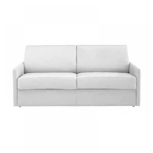 Canapé Lit 3 Places Sun Convertible Express 140cm Cuir Vachette Blanc Cassé Matelas Épaisseur 16cm