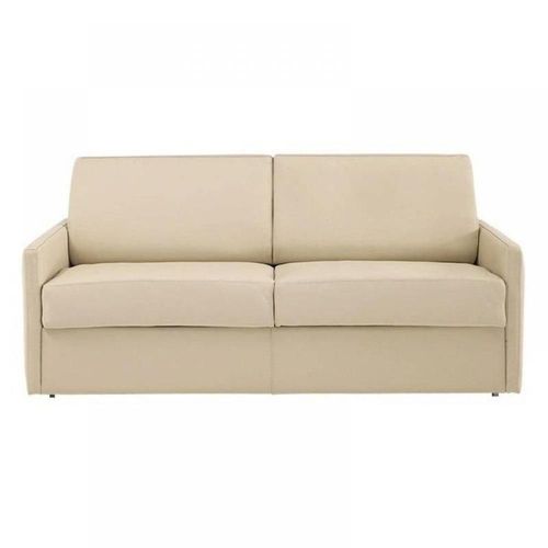 Canapé Lit 3 Places Sun Convertible Express 140cm Cuir Vachette Beige Matelas Épaisseur 16cm