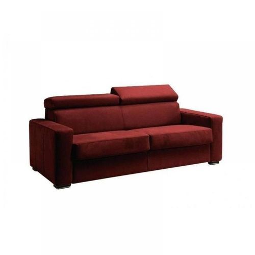 Canapé Express Sidney Deluxe 140 Cm Cuir Vachette Bordeaux Matelas 16 Cm